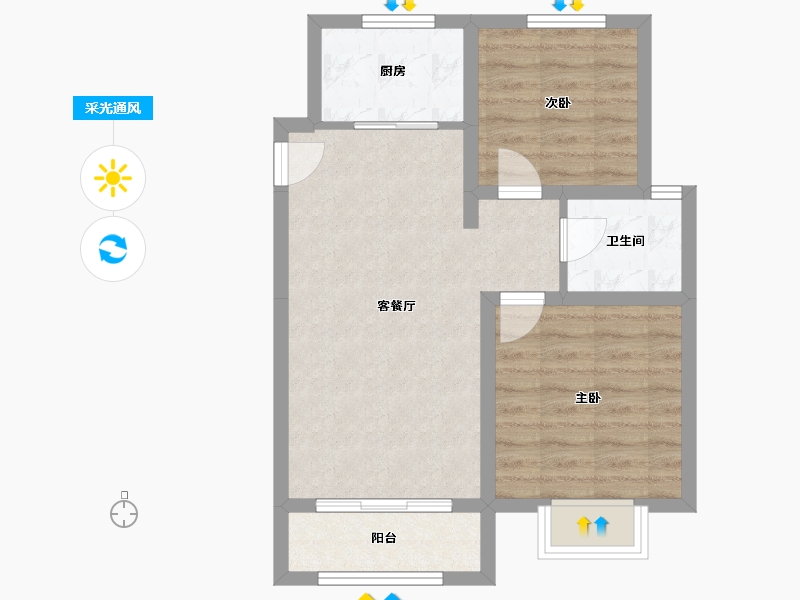 河北省-唐山市-铂海锦绣府-57.19-户型库-采光通风