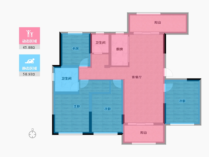 河南省-南阳市-南召国宾府-111.23-户型库-动静分区