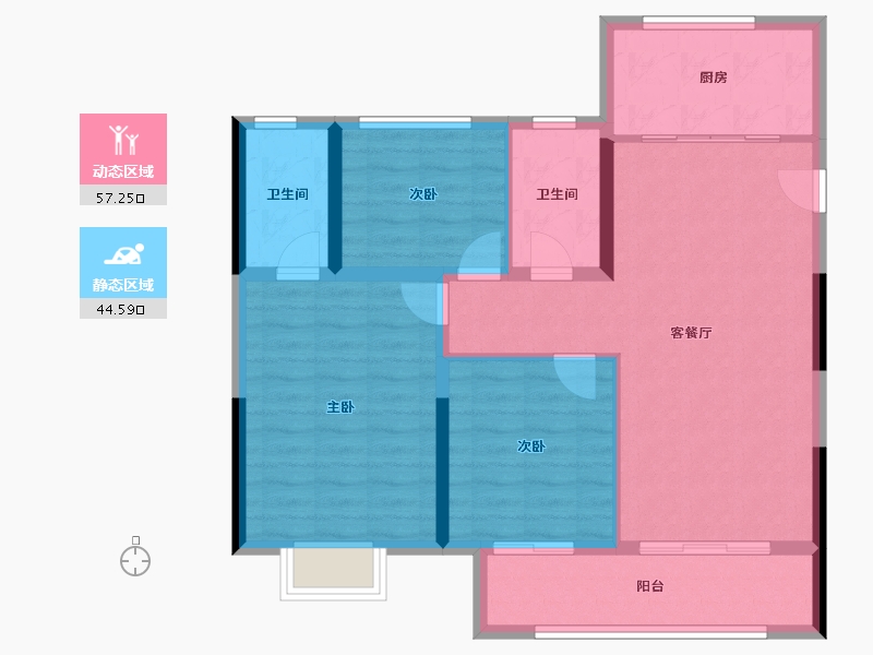 河南省-南阳市-蓝光芙蓉里-91.90-户型库-动静分区