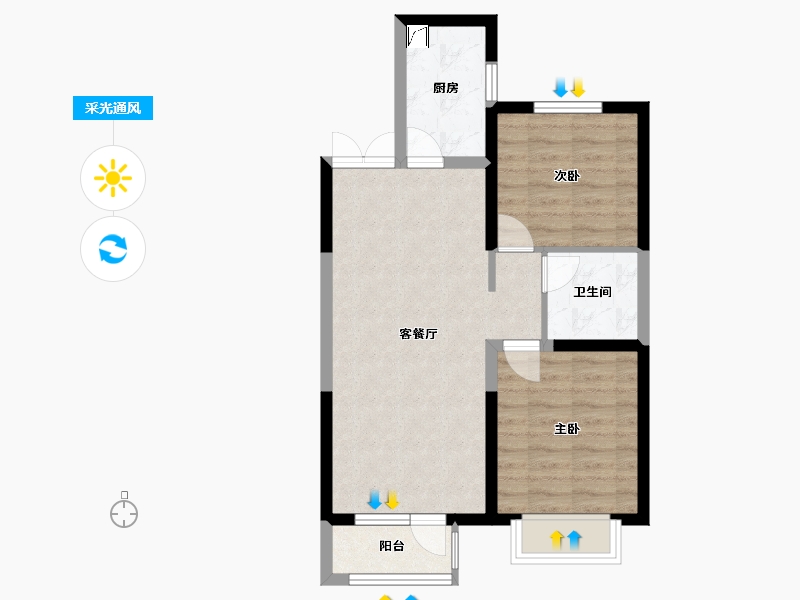 河北省-廊坊市-康城瑞府-67.00-户型库-采光通风