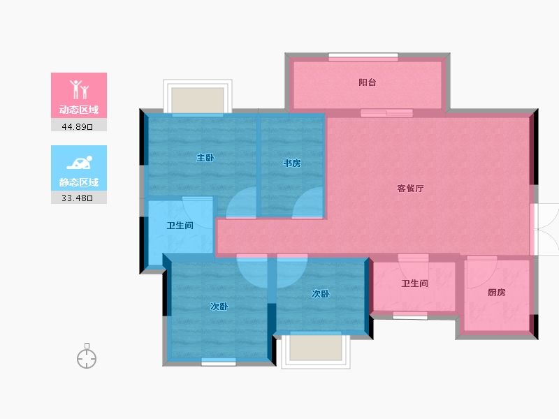 四川省-遂宁市-和喜·公园里-69.32-户型库-动静分区