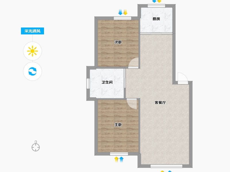 辽宁省-丹东市-芙蓉怡景苑​-70.33-户型库-采光通风