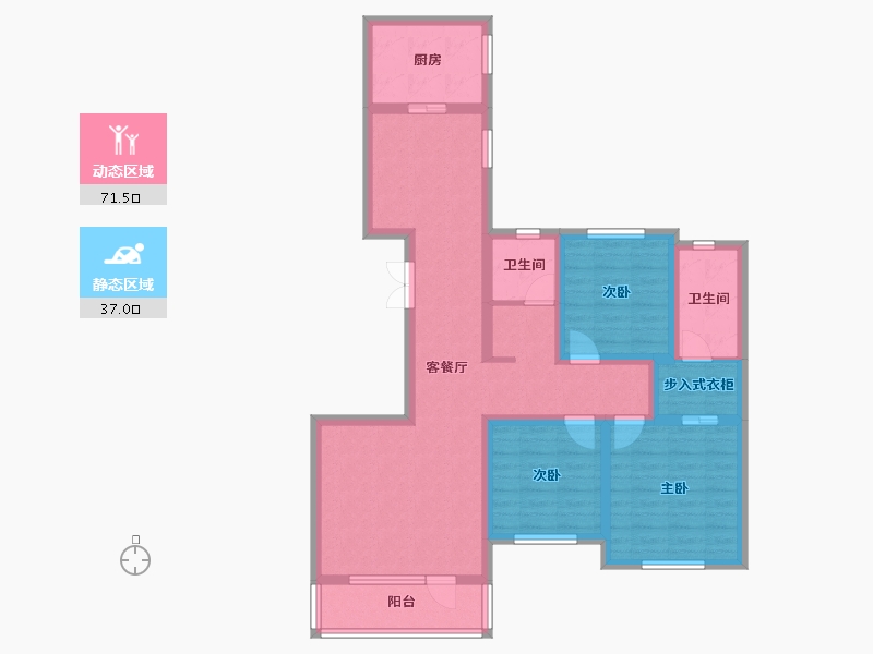 新疆维吾尔自治区-乌鲁木齐市-紫金城阅西湖-94.87-户型库-动静分区