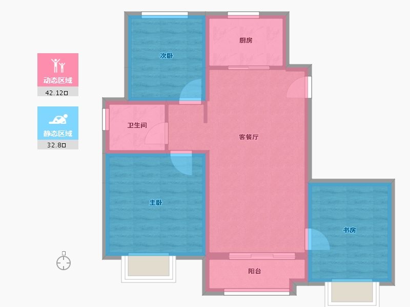 河北省-唐山市-铂海锦绣府-66.45-户型库-动静分区