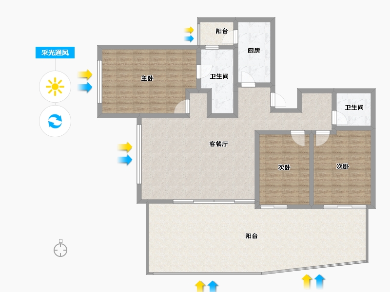 云南省-保山市-翰樘城逸府-153.11-户型库-采光通风