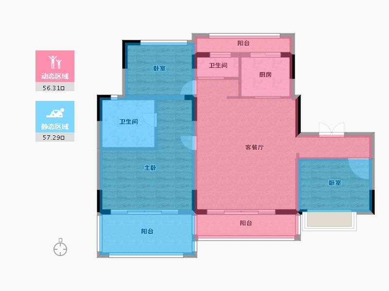 安徽省-六安市-兴茂南山公馆-101.90-户型库-动静分区