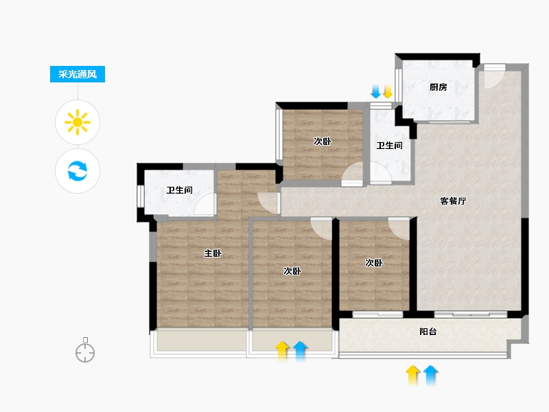 广东省-佛山市-龙光天誉-101.88-户型库-采光通风