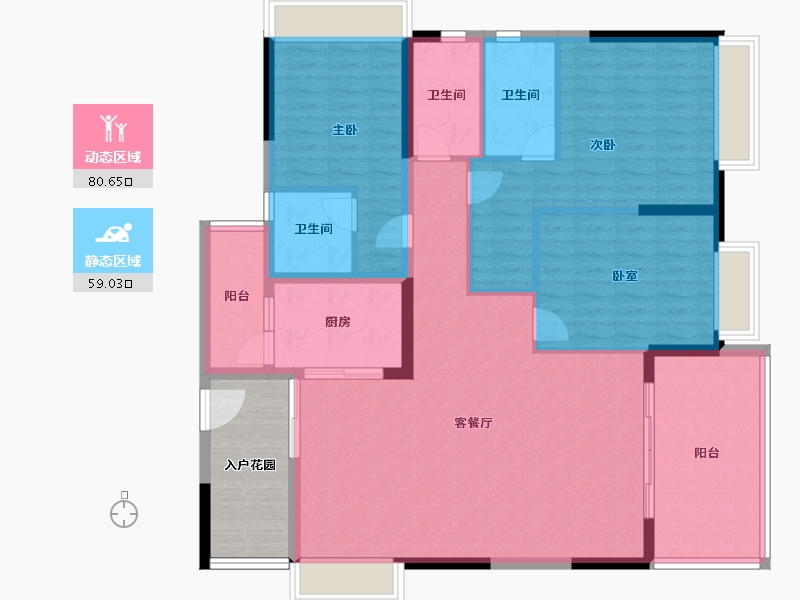 广东省-中山市-裕港豪庭-135.24-户型库-动静分区