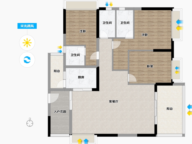 广东省-中山市-裕港豪庭-135.24-户型库-采光通风