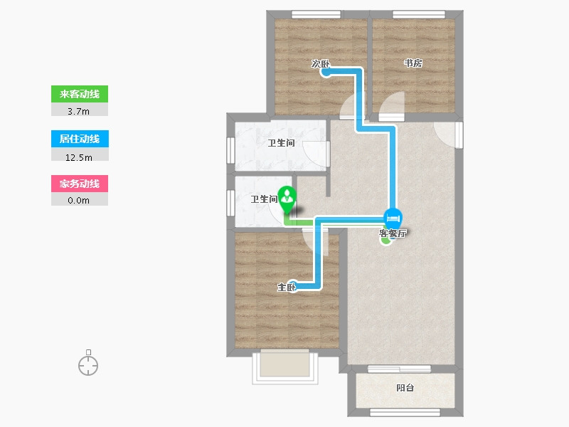 河北省-唐山市-铂海锦绣府-65.25-户型库-动静线