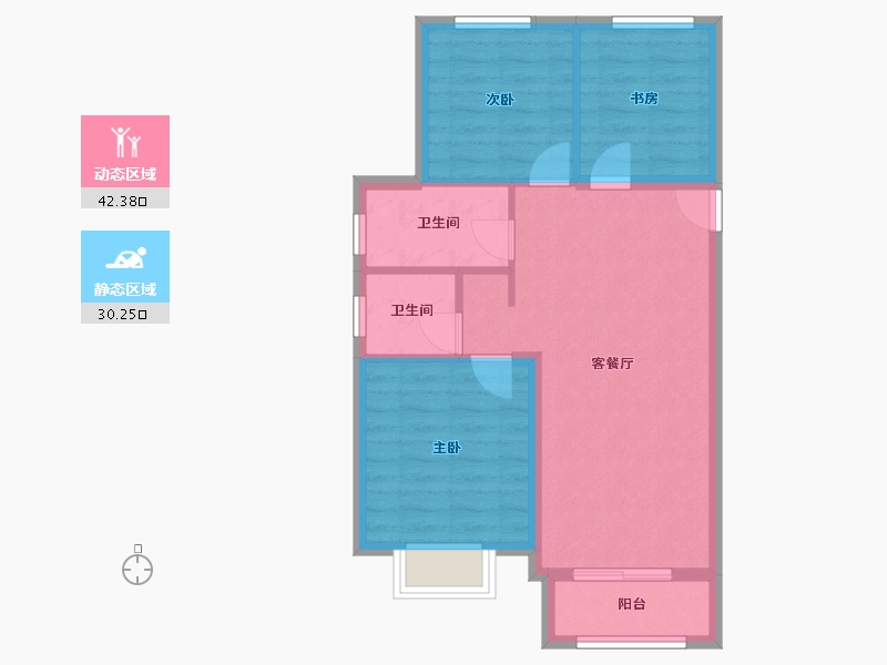 河北省-唐山市-铂海锦绣府-65.25-户型库-动静分区