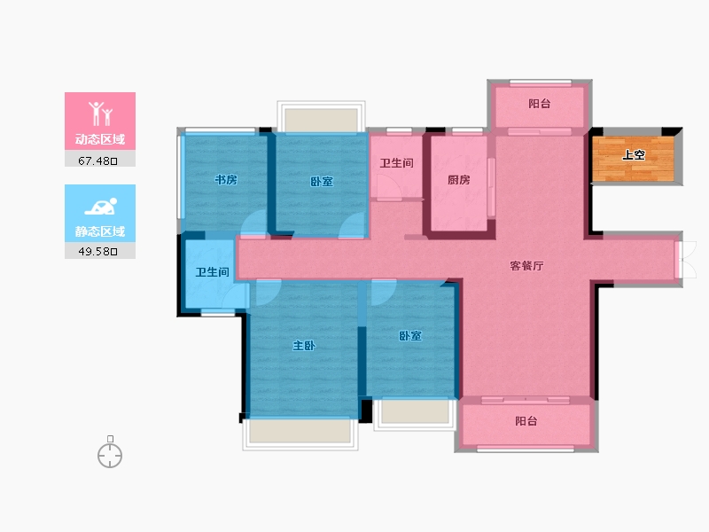 湖南省-怀化市-天元华府-107.87-户型库-动静分区