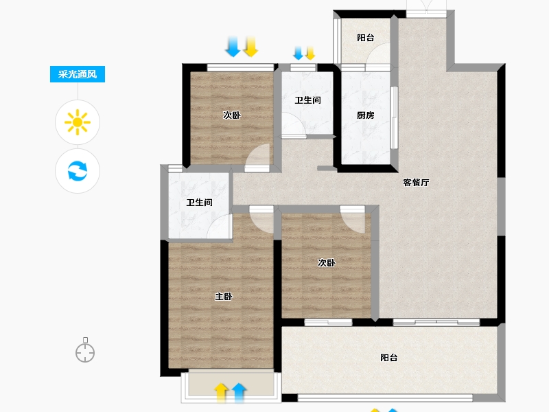 云南省-红河哈尼族彝族自治州-缙颐·云间阙府-101.06-户型库-采光通风