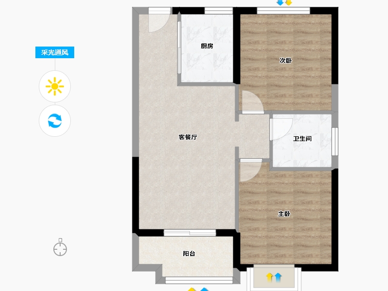 河北省-唐山市-花样年花漾尔湾-61.49-户型库-采光通风