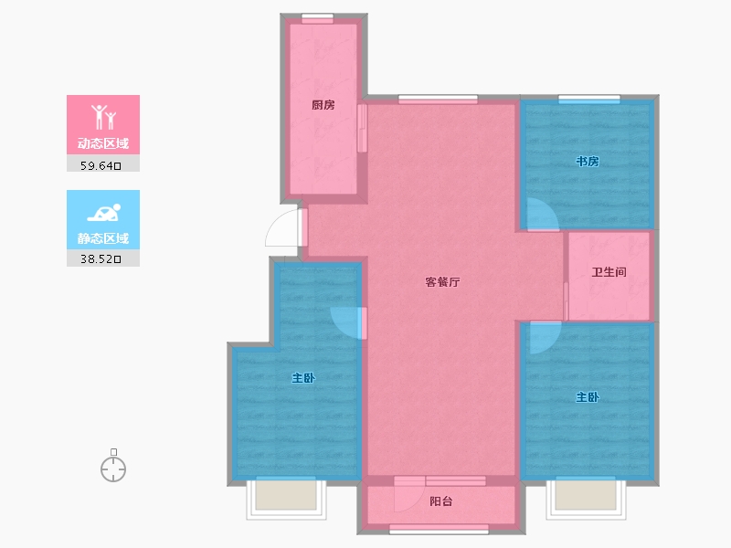 辽宁省-丹东市-恒景溪山上華居-87.78-户型库-动静分区