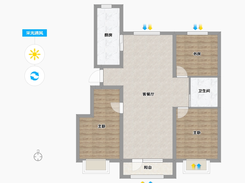 辽宁省-丹东市-恒景溪山上華居-87.78-户型库-采光通风