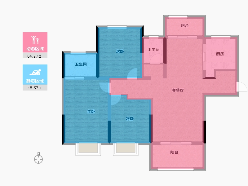 河南省-南阳市-盘联两相府-102.75-户型库-动静分区