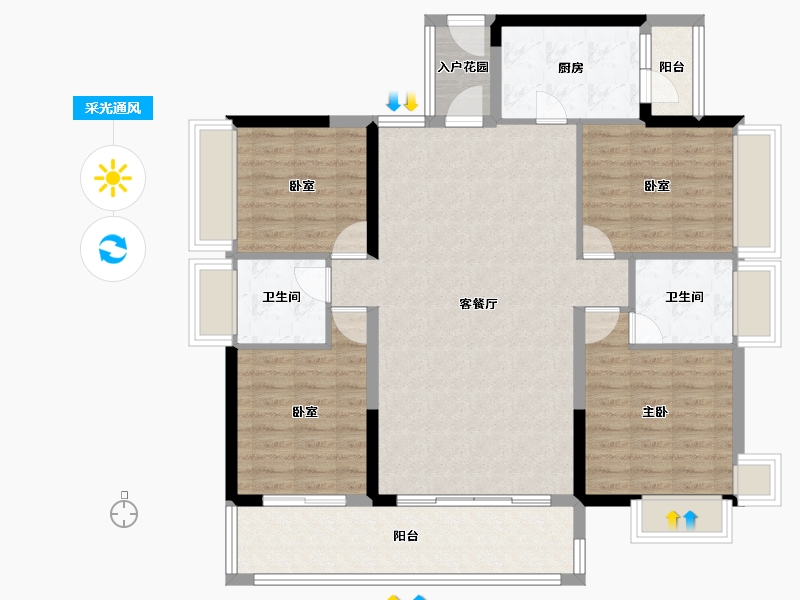 广东省-中山市-樱雪蓝悦湾-114.96-户型库-采光通风