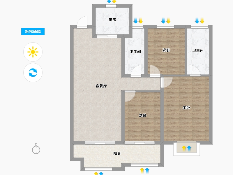 河南省-南阳市-中奥唐河府-95.20-户型库-采光通风