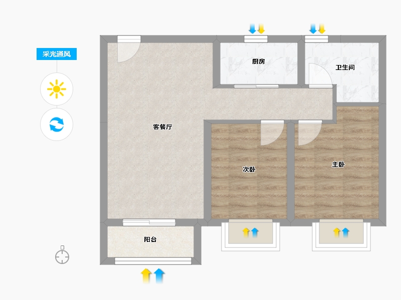 河北省-唐山市-铂海锦绣府-55.21-户型库-采光通风