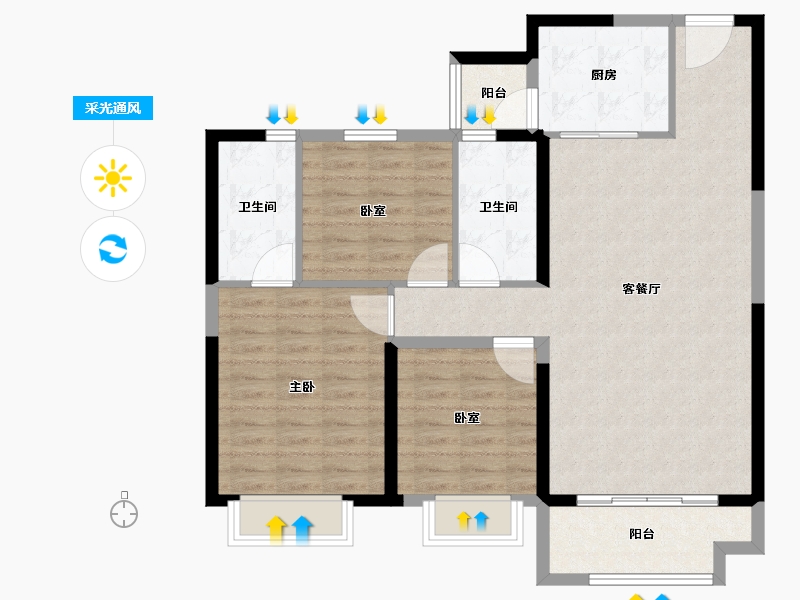 新疆维吾尔自治区-乌鲁木齐市-乌鲁木济碧桂园三期-100.00-户型库-采光通风