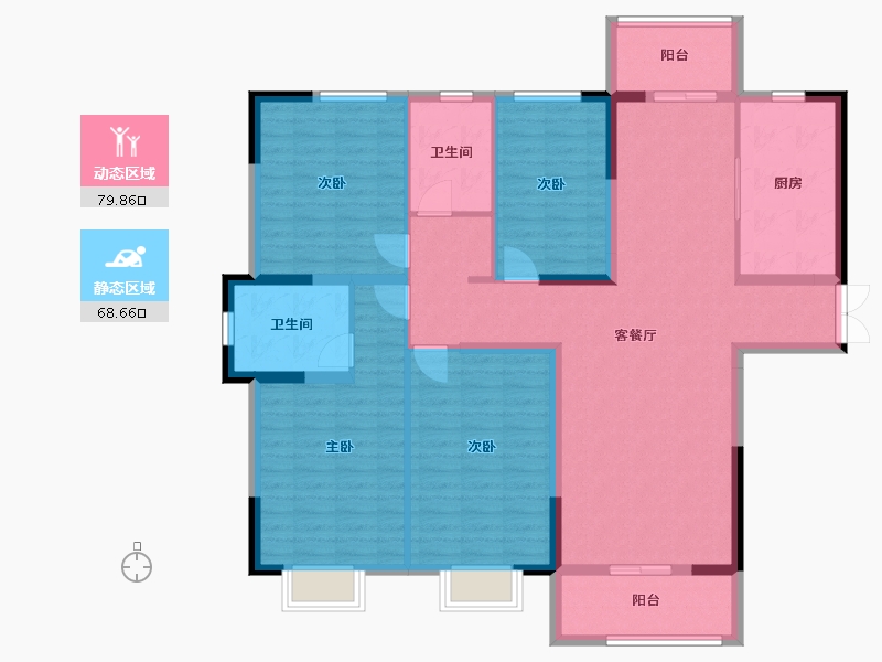 河南省-信阳市-银河湾Ⅱ京九名府-133.89-户型库-动静分区