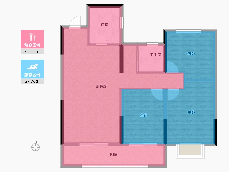 河南省-南阳市-盘联两相府-85.71-户型库-动静分区