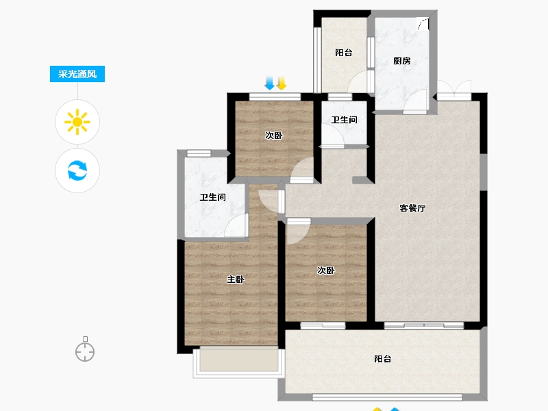 云南省-红河哈尼族彝族自治州-缙颐·云间阙府-93.16-户型库-采光通风