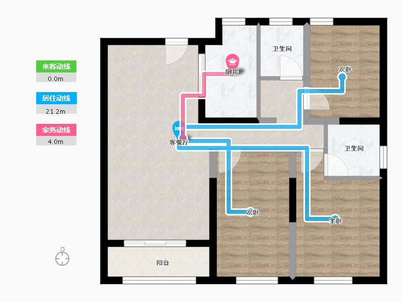 河北省-唐山市-六合骏府-76.77-户型库-动静线