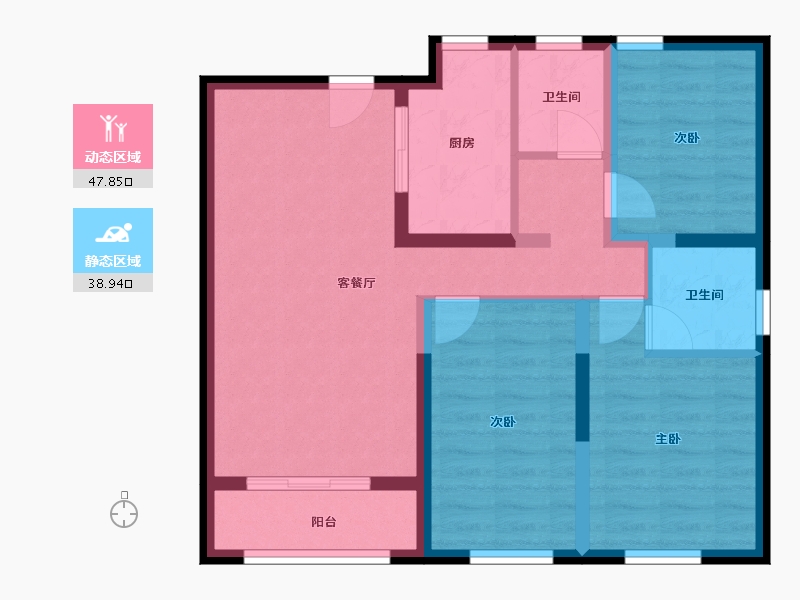 河北省-唐山市-六合骏府-76.77-户型库-动静分区