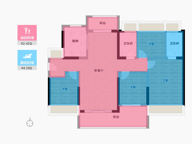 广东省-佛山市-龙光天誉-94.94-户型库-动静分区