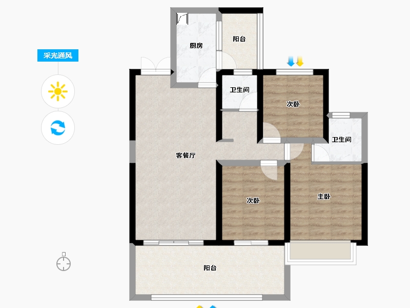 云南省-红河哈尼族彝族自治州-缙颐·九樾壹号-88.00-户型库-采光通风