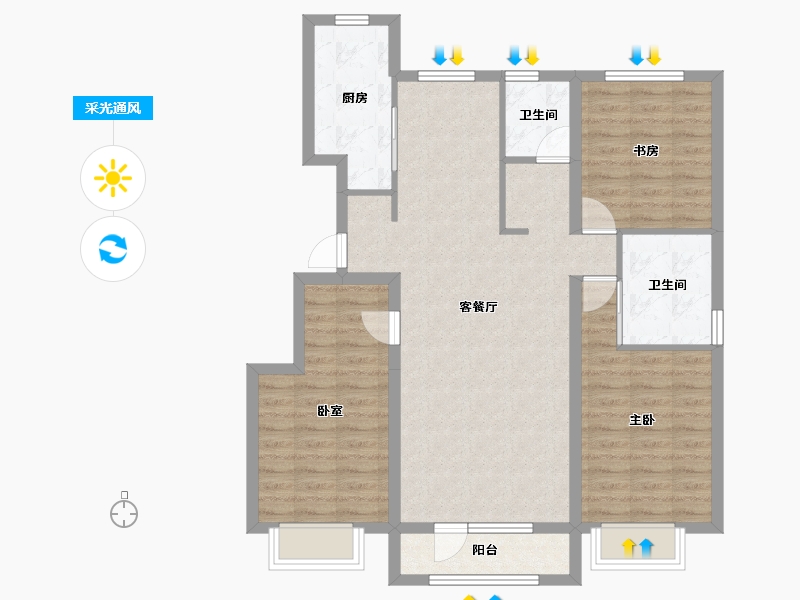 辽宁省-丹东市-恒景溪山上華居-98.86-户型库-采光通风