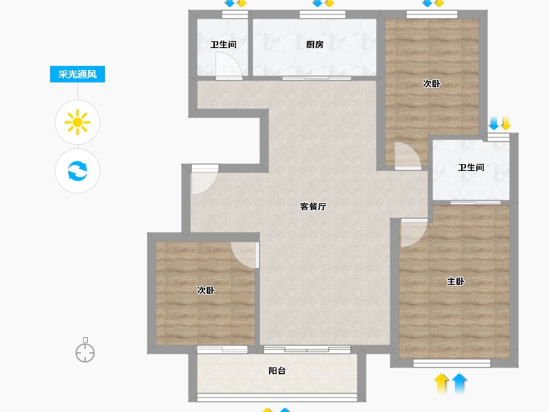 河北省-唐山市-均和宸玥府-88.62-户型库-采光通风