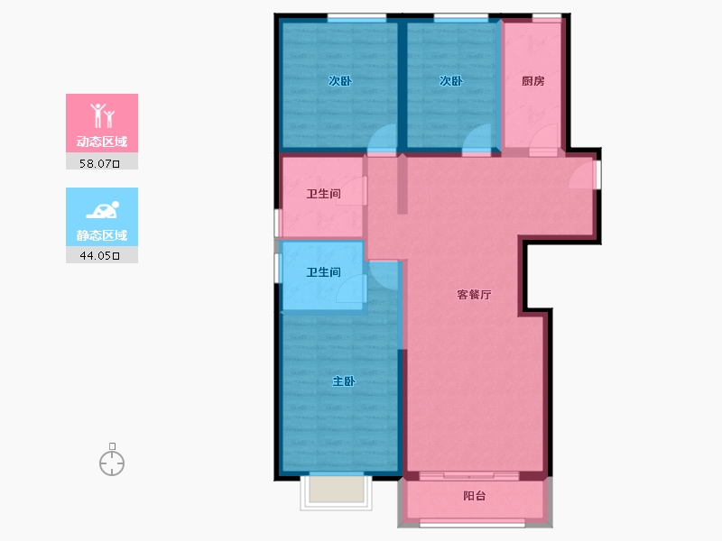 河北省-唐山市-六合骏府-90.96-户型库-动静分区