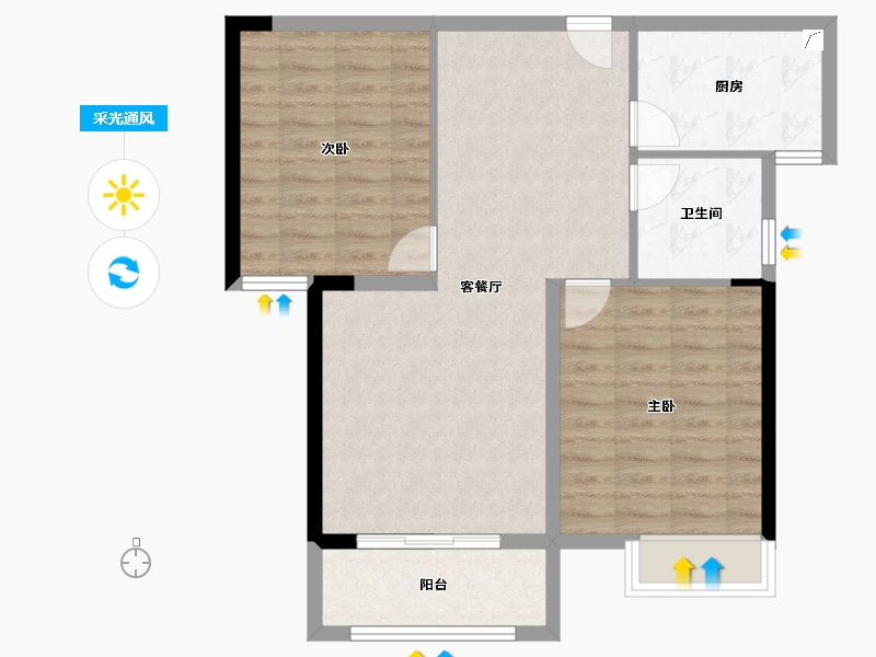 湖北省-黄石市-扬子·馥园-76.31-户型库-采光通风