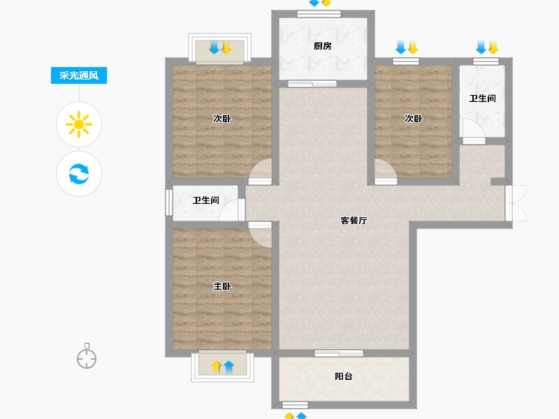 河南省-信阳市-华鼎蓝天家苑-102.27-户型库-采光通风