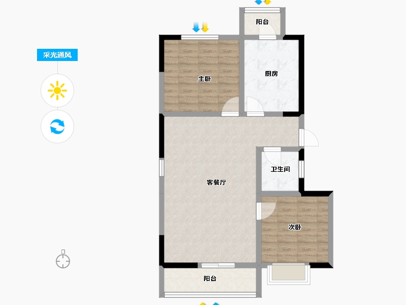 陕西省-宝鸡市-岐星花园新区-82.00-户型库-采光通风