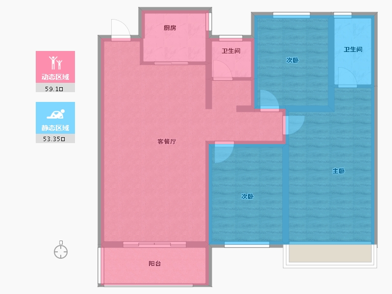 河南省-安阳市-内黄水木名门-100.86-户型库-动静分区