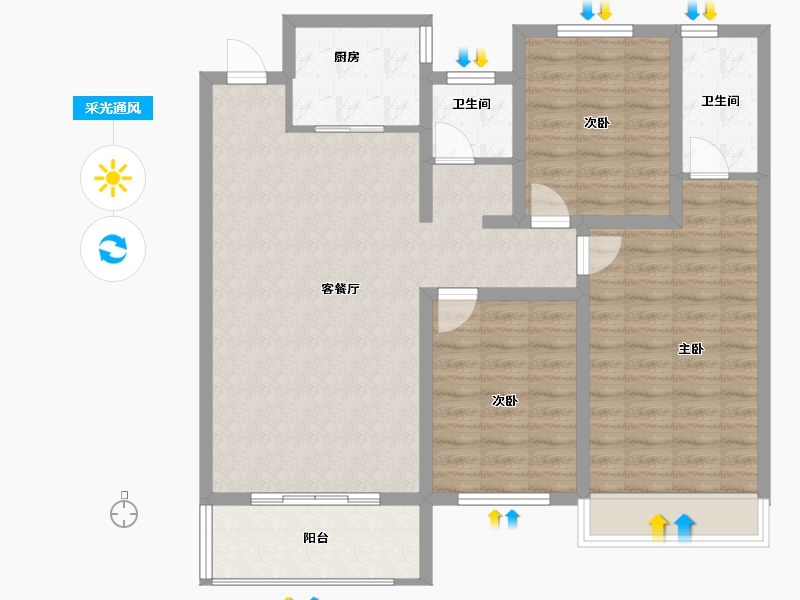 河南省-安阳市-内黄水木名门-100.86-户型库-采光通风