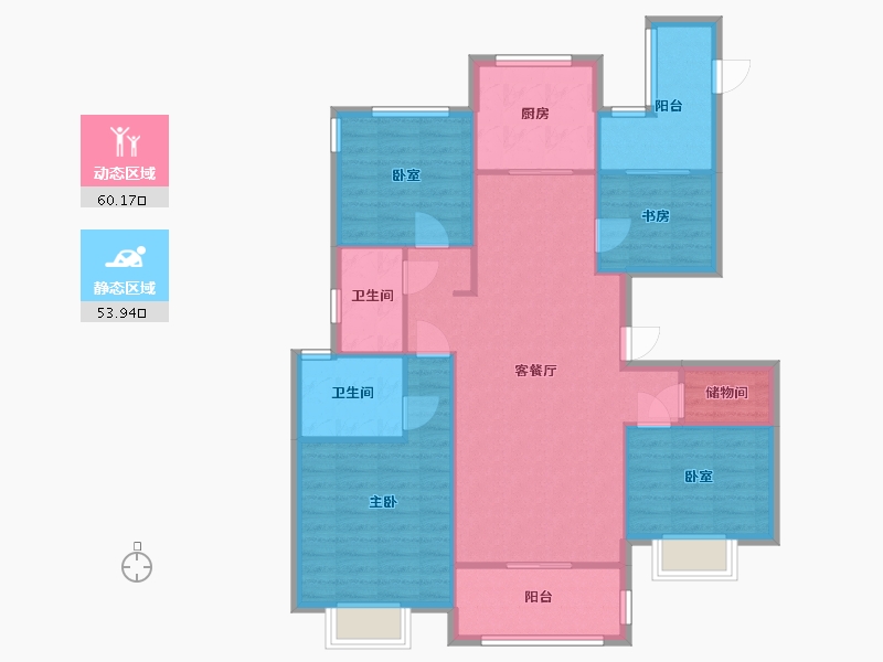 江苏省-南京市-爱上花园-100.00-户型库-动静分区