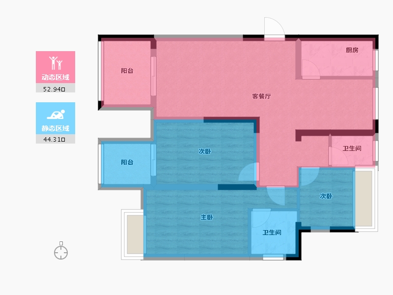 福建省-南平市-绿欧·香槟城-86.25-户型库-动静分区