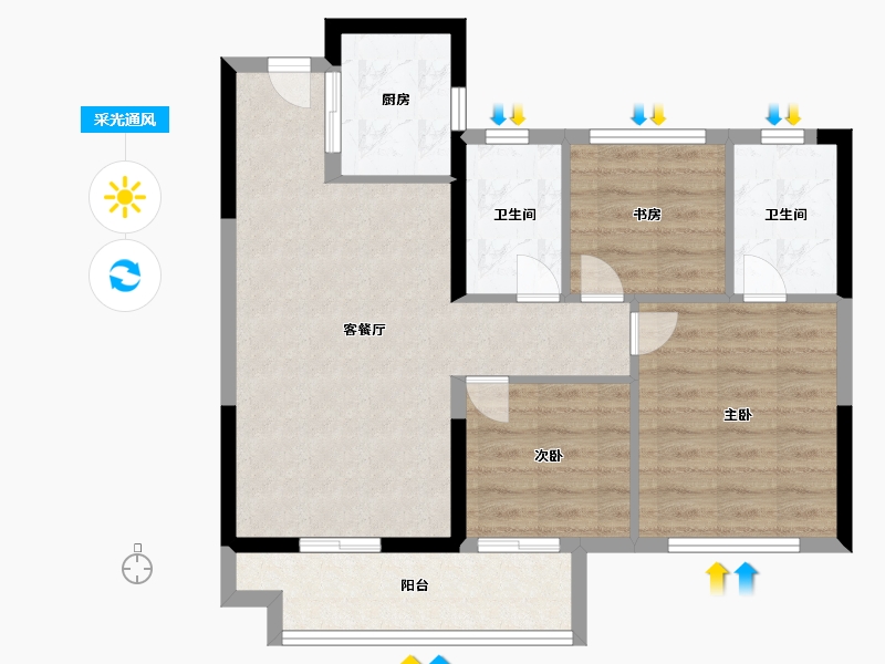 浙江省-台州市-东泰·枫韵嘉园-70.00-户型库-采光通风