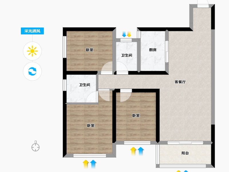 四川省-绵阳市-品润枫景壶-79.14-户型库-采光通风