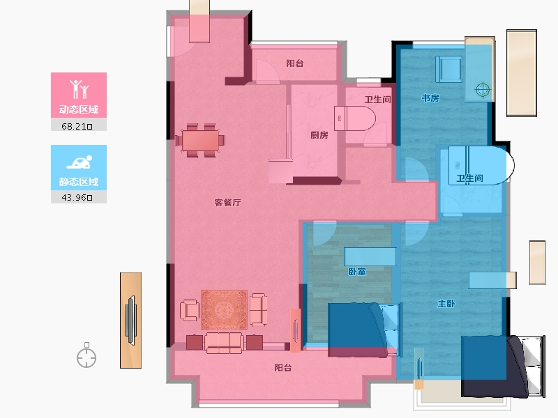 河南省-商丘市-虞城建业山水湖城·2期-99.99-户型库-动静分区