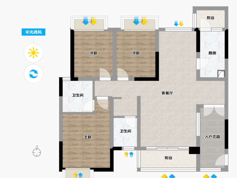 四川省-成都市-南城锦地-125.00-户型库-采光通风