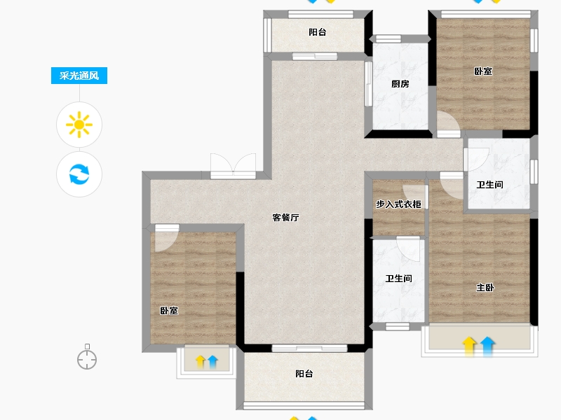 湖南省-衡阳市-恒生玫瑰庄园-99.20-户型库-采光通风