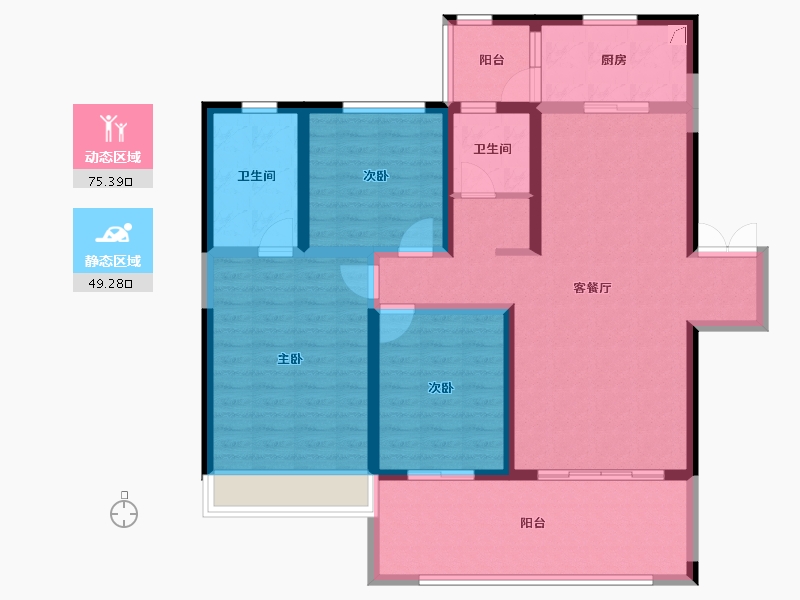 云南省-红河哈尼族彝族自治州-缙颐·云间阙府-111.17-户型库-动静分区