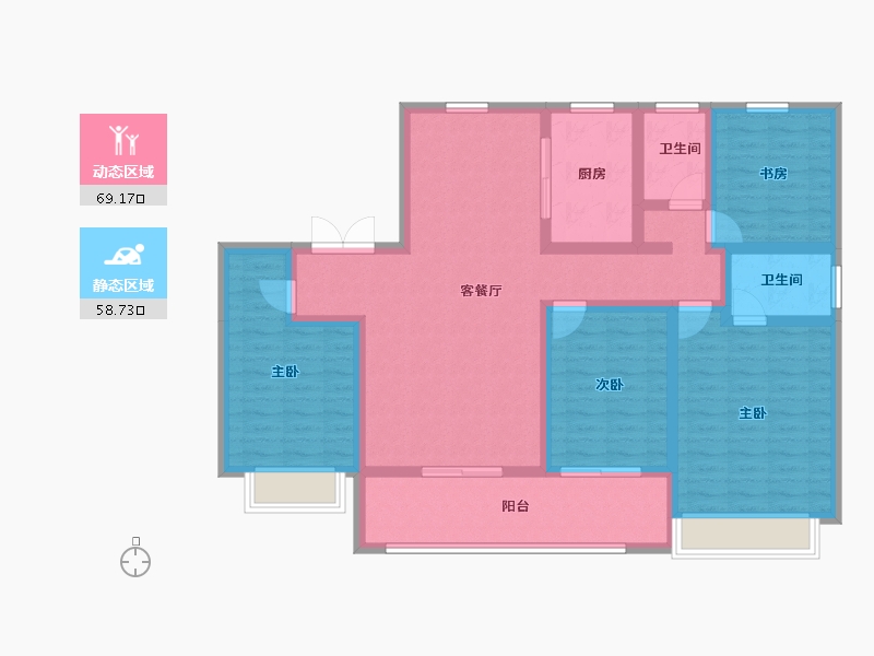 江苏省-南京市-景业龙光·玖云府-113.50-户型库-动静分区