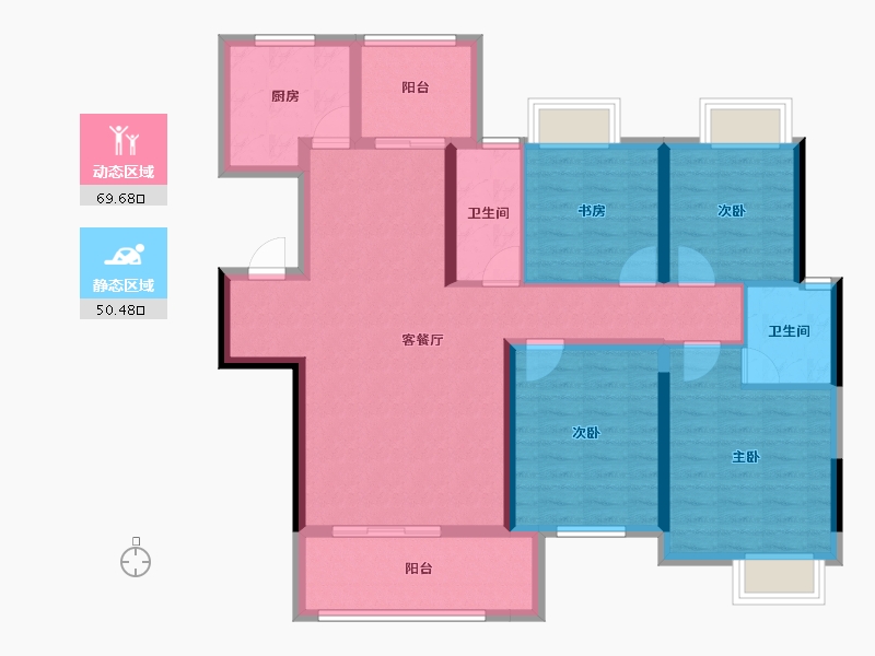 湖南省-娄底市-鑫湘悦璟台-107.04-户型库-动静分区